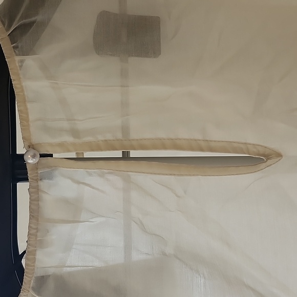 Sheer Cream Long Sleeve Blouse, Large - Picture 10 of 12